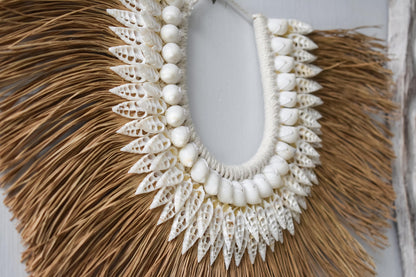 Seagrass Raffia Sea Shells Tribal Style Wall Hanging