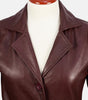 Women's Leather Long Jacket Button Closure