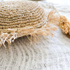 Raffia seagrass round fringed pillow cover