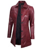 Genuine Leather Maroon Trench Coat