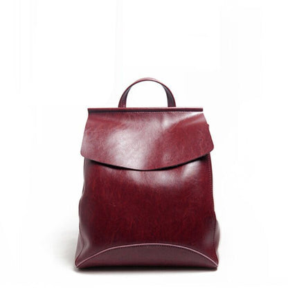Genuine Leather Backpack Brown for Women