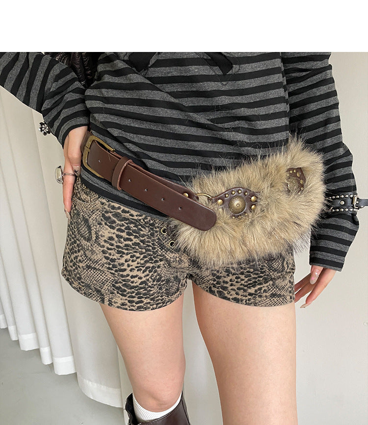 Retro western rivet belt women brown waist chain floral design 2