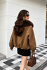 Women’s Brown Fur Collar Bomber Jacket