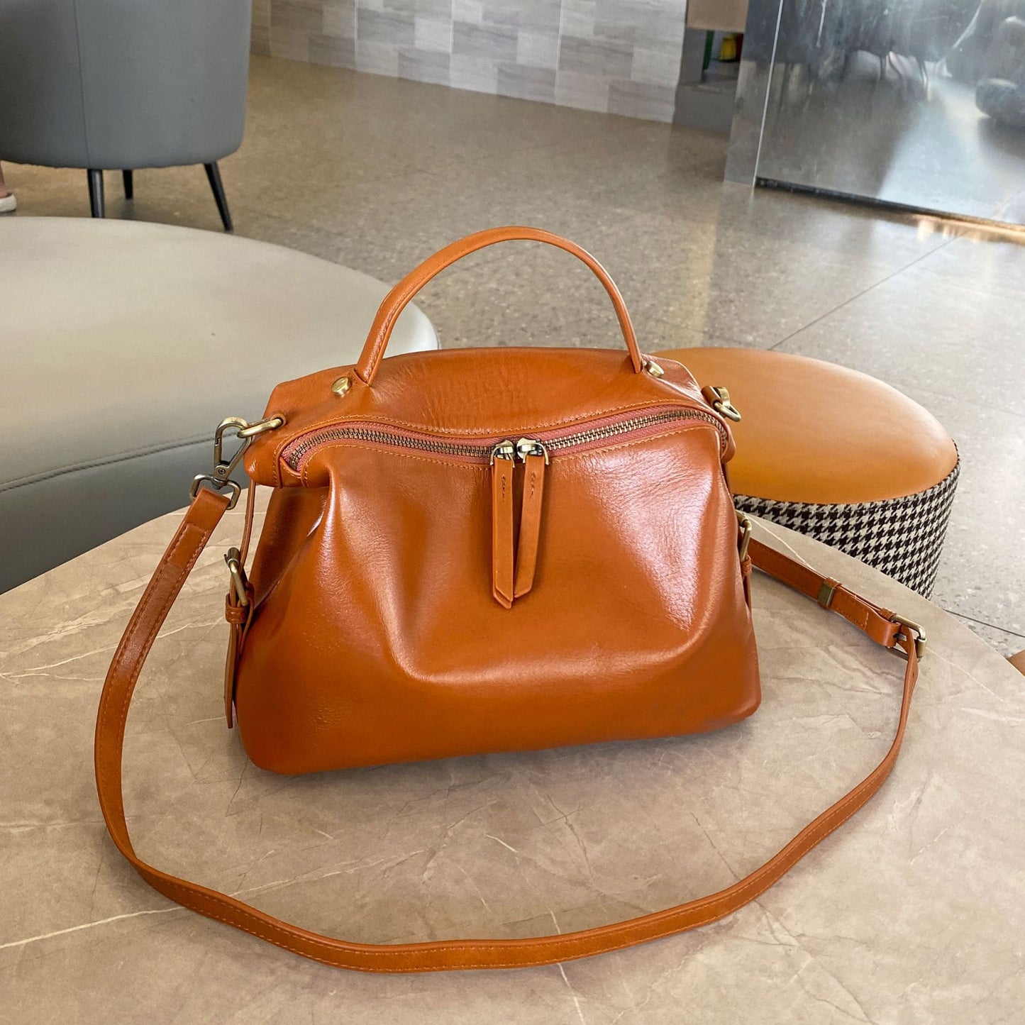 Women Leather Dumpling Crossbody Bag
