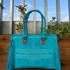 Blue Suede Leather Shoulder Bag