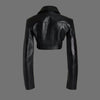 Black Cropped Leather Motorcycle Jacket