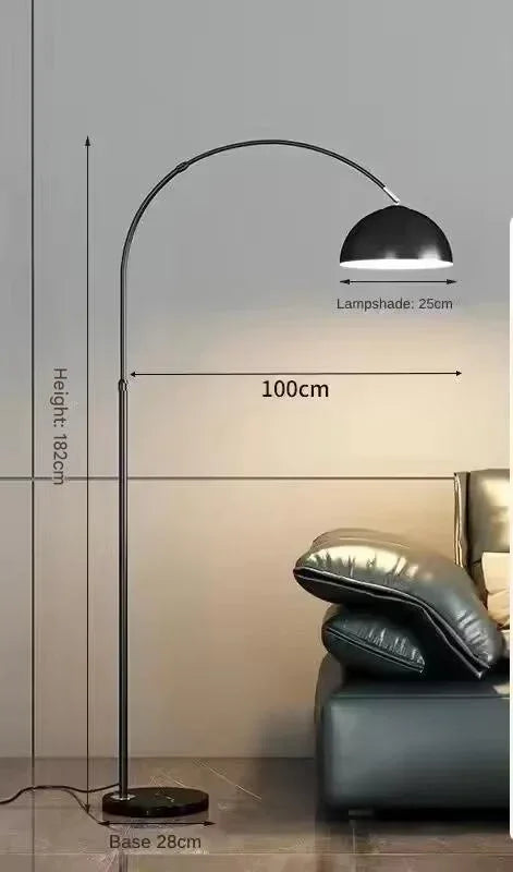 Modern curved arc floor lamp for living rooms A-black