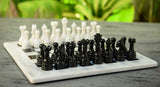 Marble Chess Set Cinder White And Flecked Black