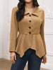 Brown Faux Suede Jacket Women’s with Irregular Hem