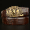 Men’s Western Leather Belt with Ram-Head Buckle