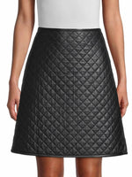 Handmade women quilted genuine leather skirt