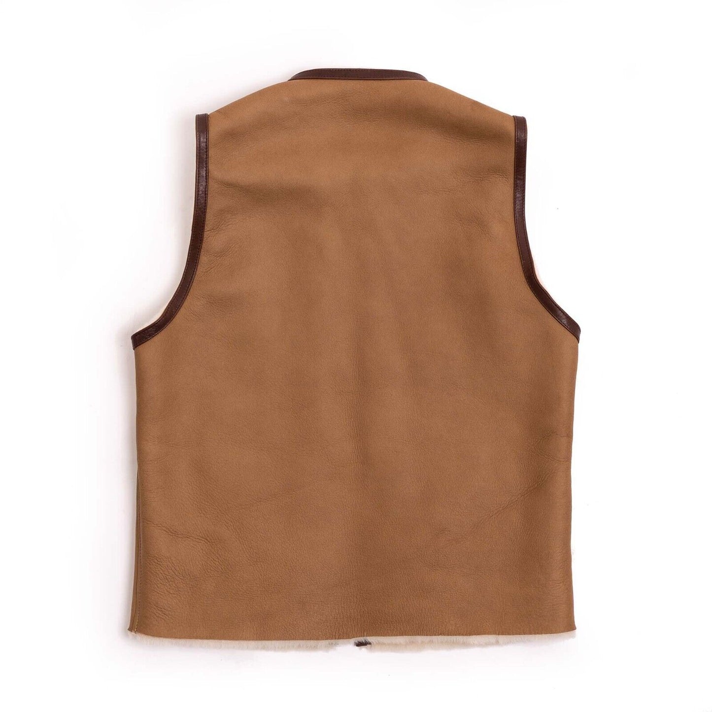 Men's Genuine Leather Shearling Aviator Waistcoat Vest