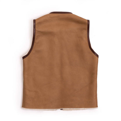 Men's Genuine Leather Shearling Aviator Waistcoat Vest