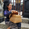 Handwoven Straw Flower Bowl Container