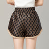 Women’s Leather Shorts Wide-Leg High Waist with Side Pockets