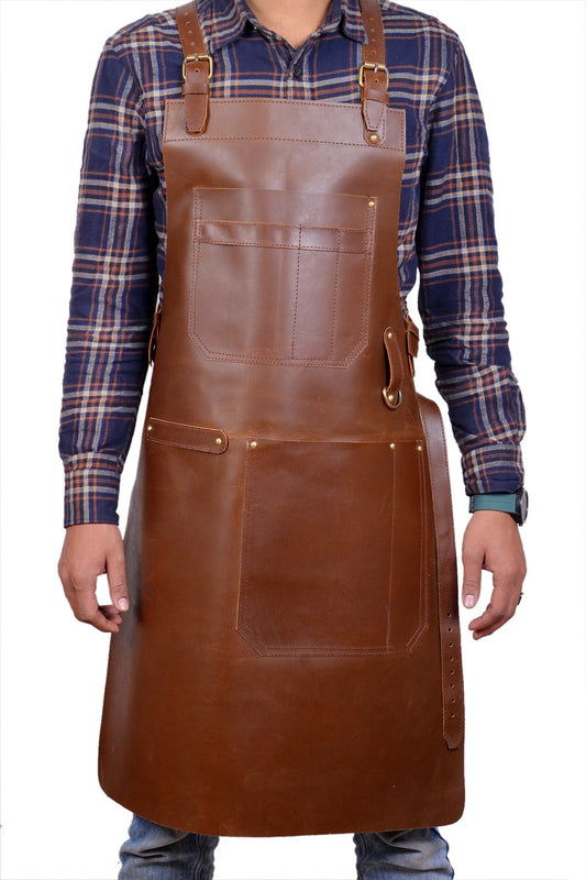 Brown Full Grain Leather Apron