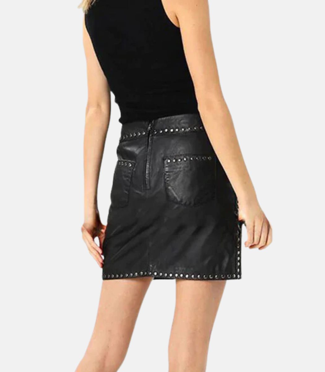 Handmade Leather Skirt With Rivets