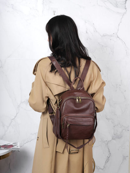 Real leather backpack for women
