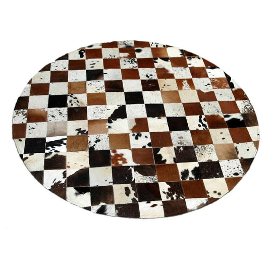 Genuine Round Hair On Cowhide Patchwork