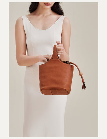 Women’s Genuine Leather Bucket Handbag Purse