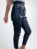 Ladies Leather High Waist Cropped Leather Pants