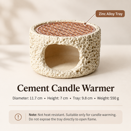 Incense Burner Cement Body with Zinc Alloy Warming Tray 2