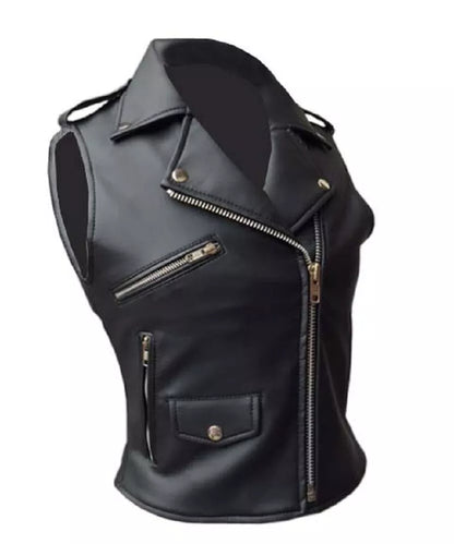 Genuine Leather Women's Biker Vest