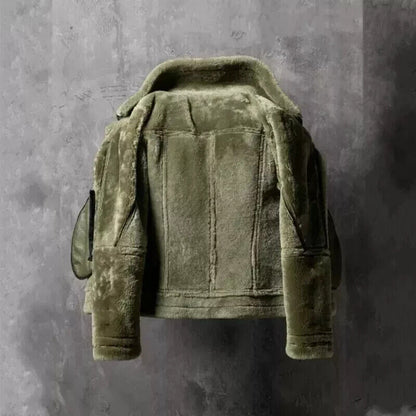 Green Bomber Aviator Leather Jacket