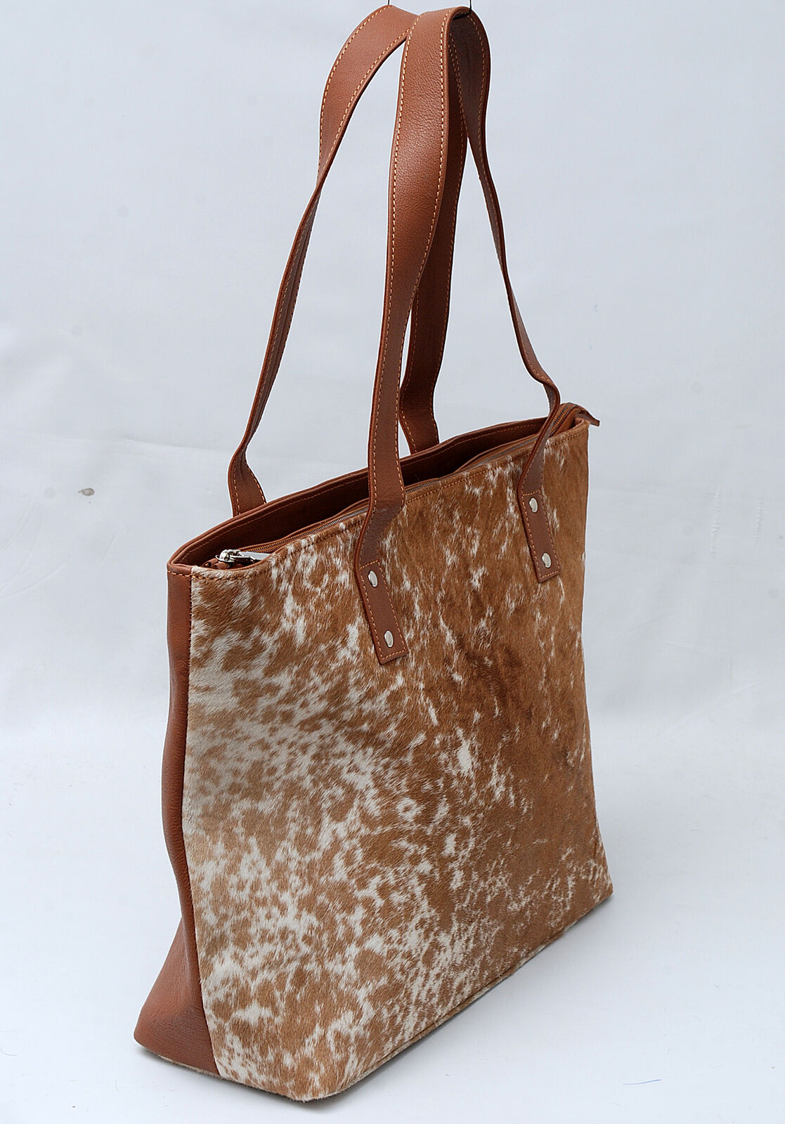 Brown White Hair On Cowhide Shoulder Bag