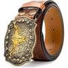 Western Longhorn Cowboy Leather Belt