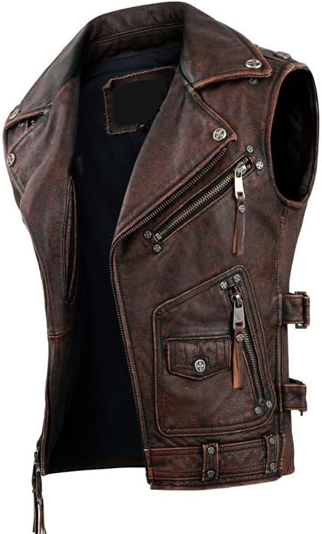 Men's Motorcycle Leather Vest