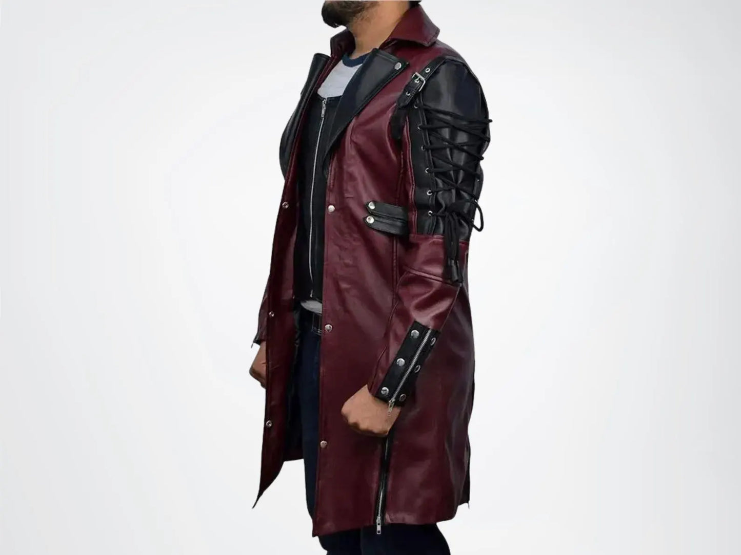 Men's Punk Leather Long Jacket