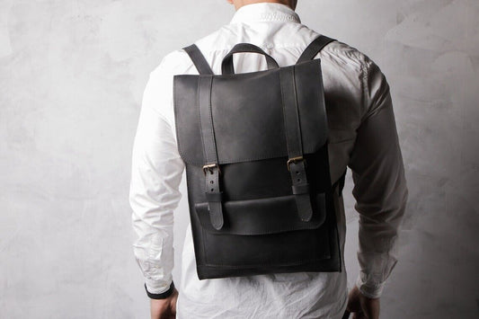 Original Leather backpack Office School Travel