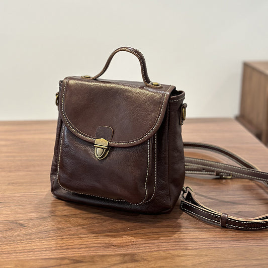 Small Genuine Leather Backpack for Women