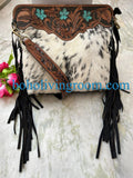 Real Cowhide Tooled Leather Sling Bag