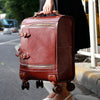Leather Carry On Suitcase Trolley Case with Spinner Wheels