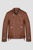 Men's Brown Genuine Leather Slim Fit Biker Jacket