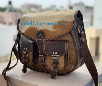 Natural Hair on Cowhide Crossbody Purse