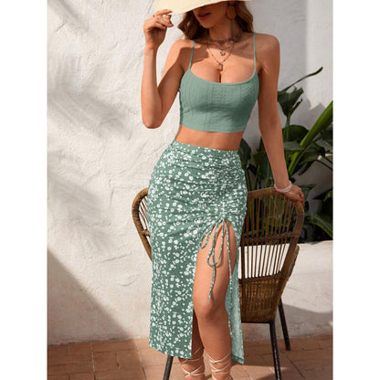 Ruched split thigh maxi dress