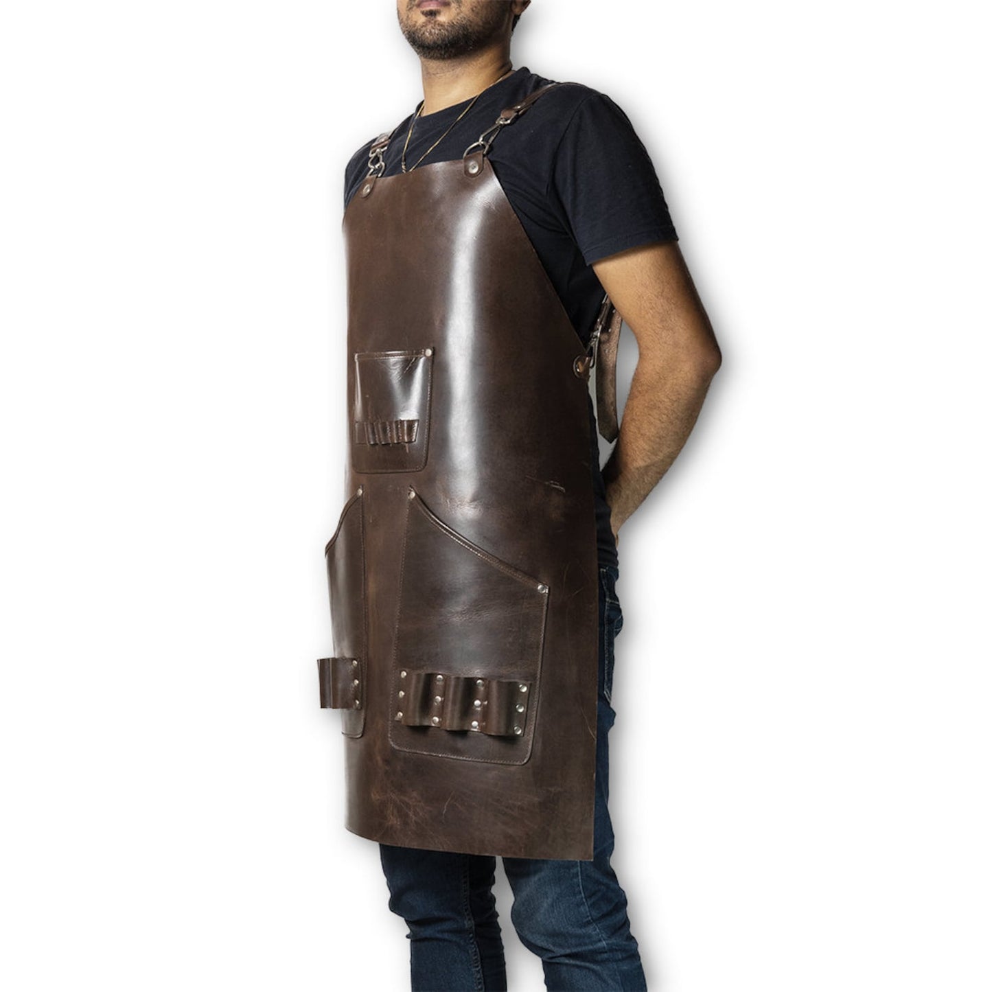 Cowhide Leather Brown Apron For Woodworkers, Blacksmith, Cooks, Workshop