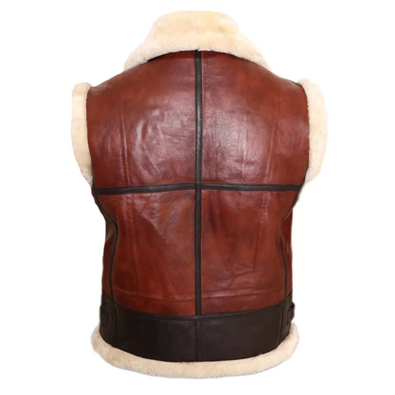 New Mens Vest Bomber Leather Shearling