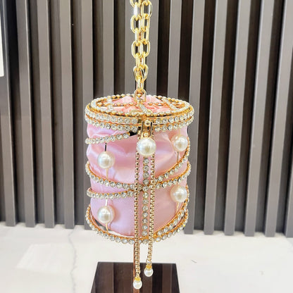 Women's Cage Evening Bag with Rhinestone Chain