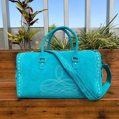Boot Stitch Suede Leather Holdall Duffle Bag