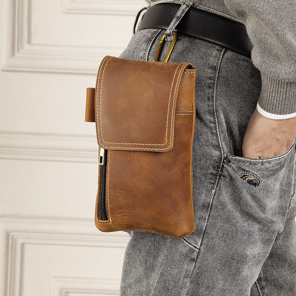 brown leather waist bags for men