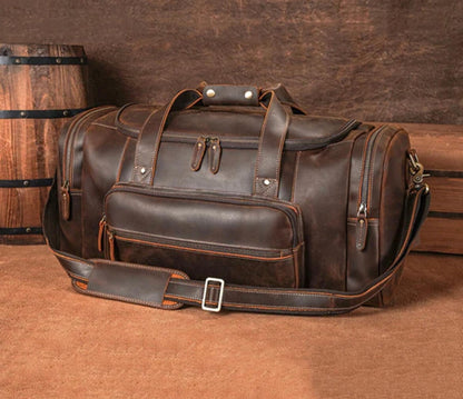 Real Genuine Leather Overnight Duffle Bag