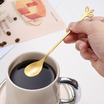 Leaf Handle Dessert Cutlery Set Spoon And Fork