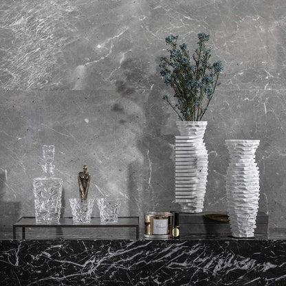 White Marble Decorative Vase Luxury Stone Centerpiece