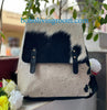 Cowhide Backpack Black White