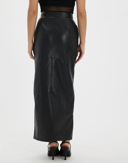 Long Real Leather Skirt