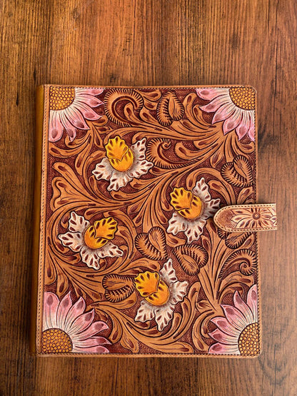 Tooled Leather Binder Organizer